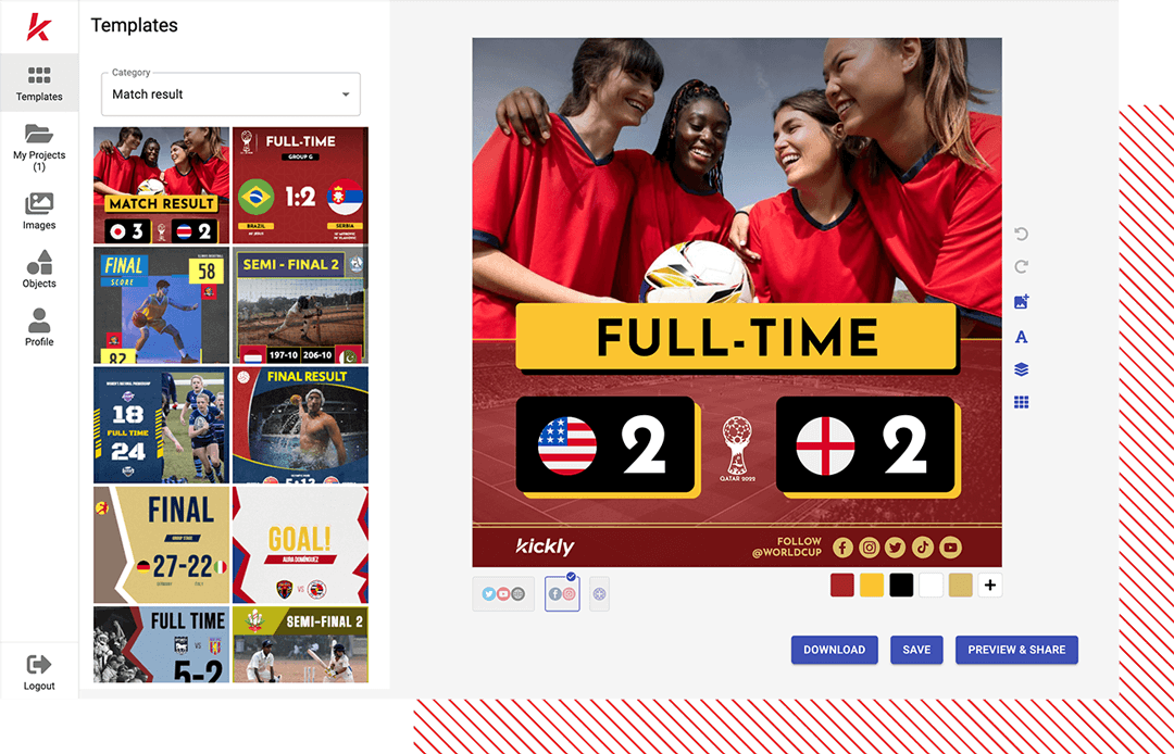 Create Sports Graphics like a Pro within minutes